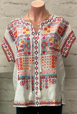 Bailyn Embroidered Tasseled Tie Top