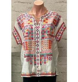 Bailyn Embroidered Tasseled Tie Top