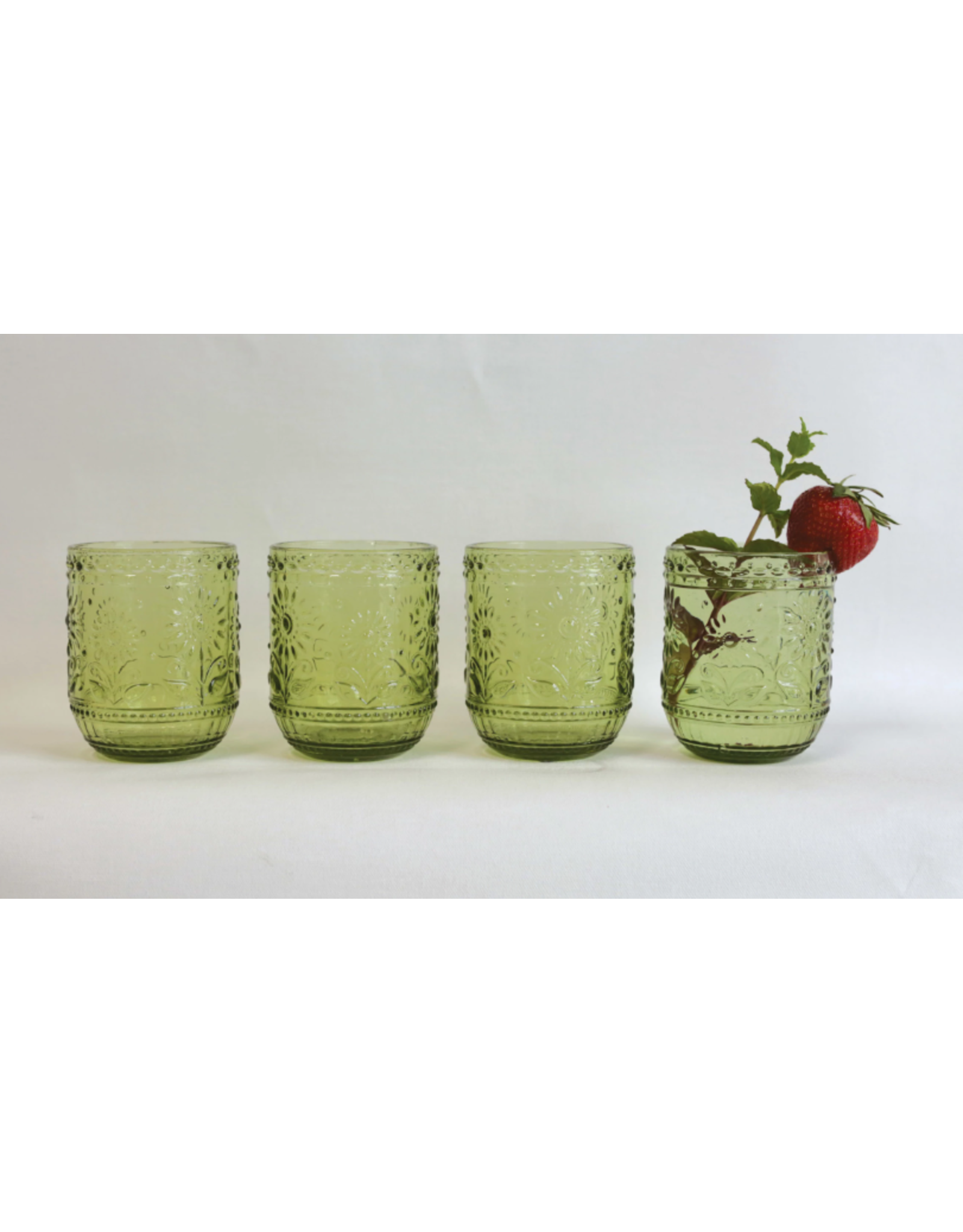 Green Embossed Drinking Glass
