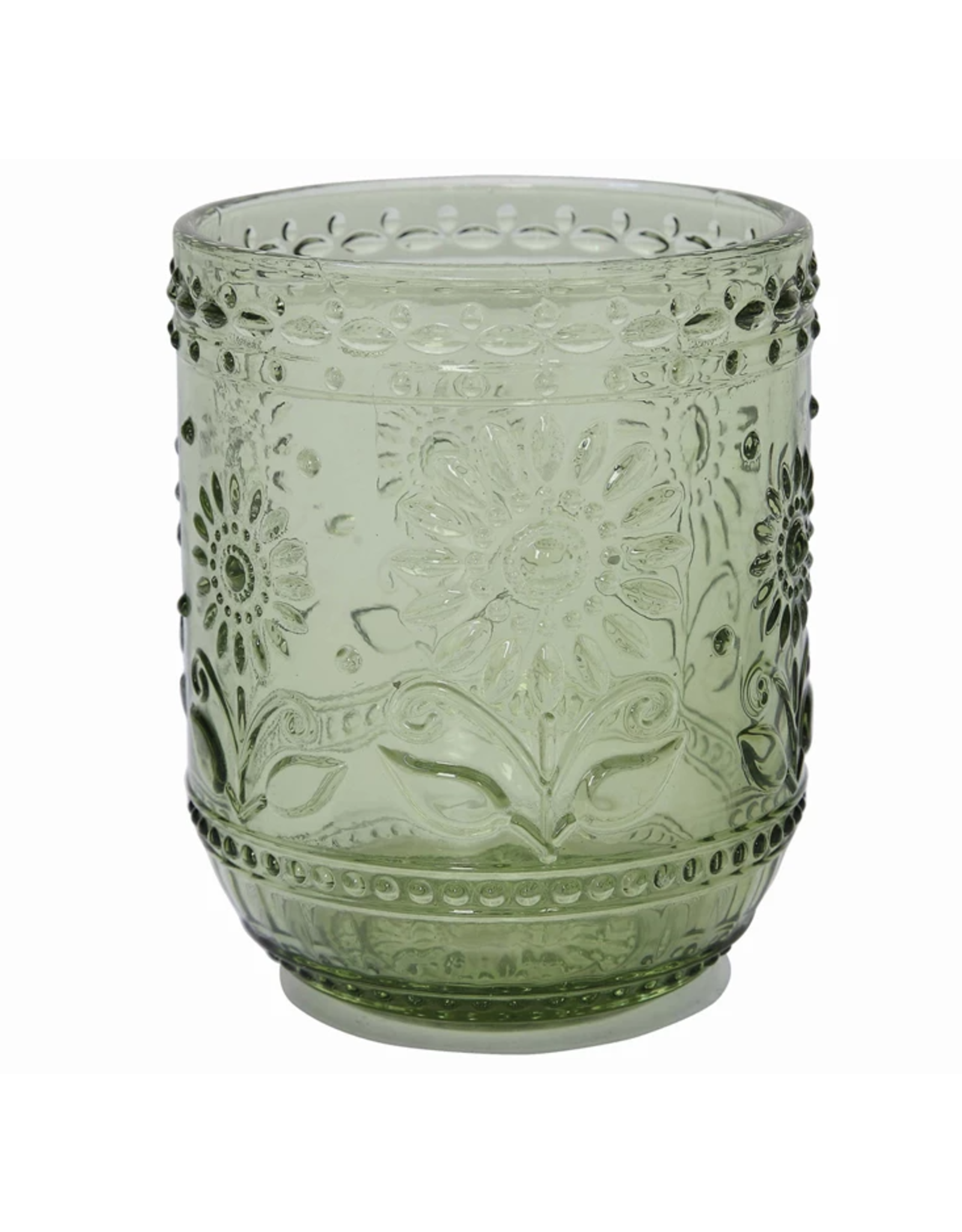Green Embossed Drinking Glass