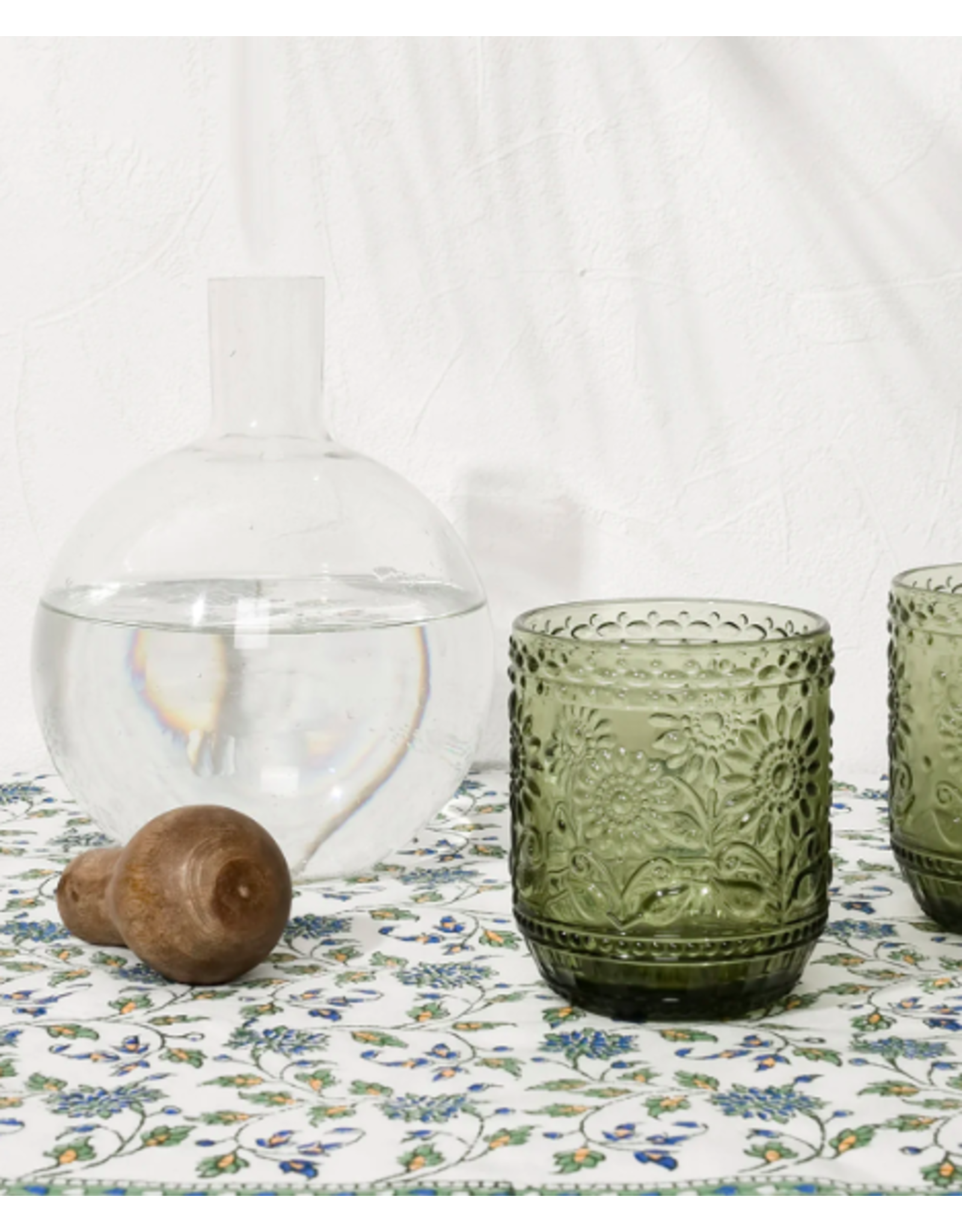 Green Embossed Drinking Glass