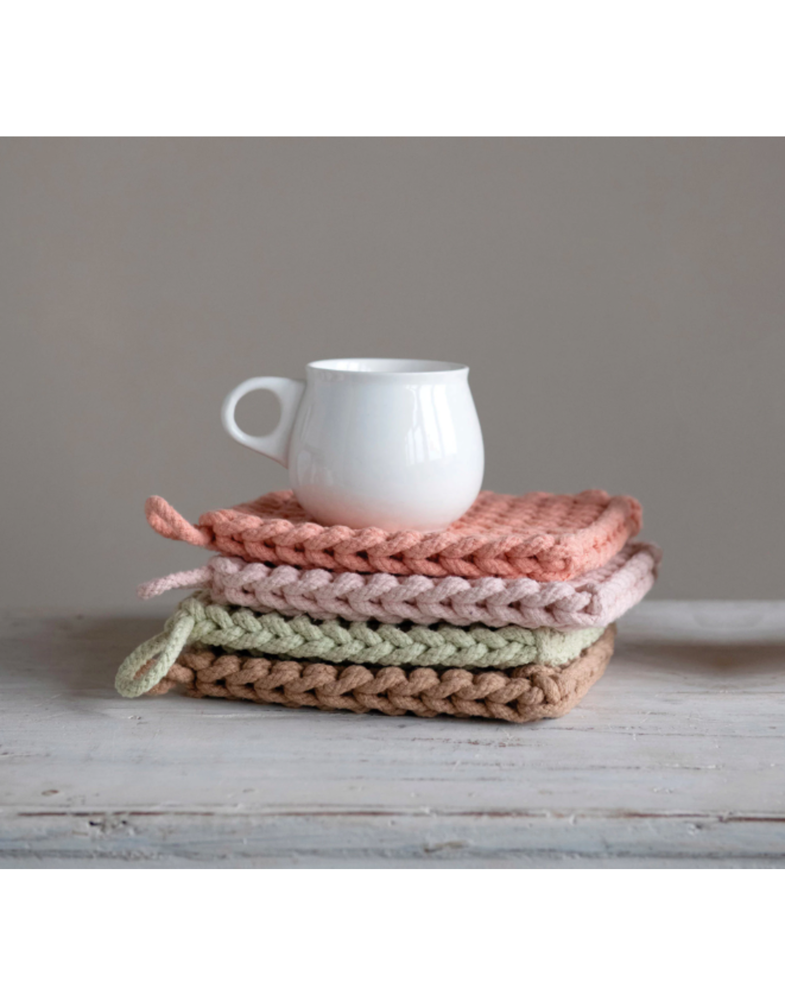 Cotton Crocheted Potholder Spring Colors