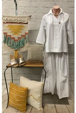 French Gauze Gaucho Pants White