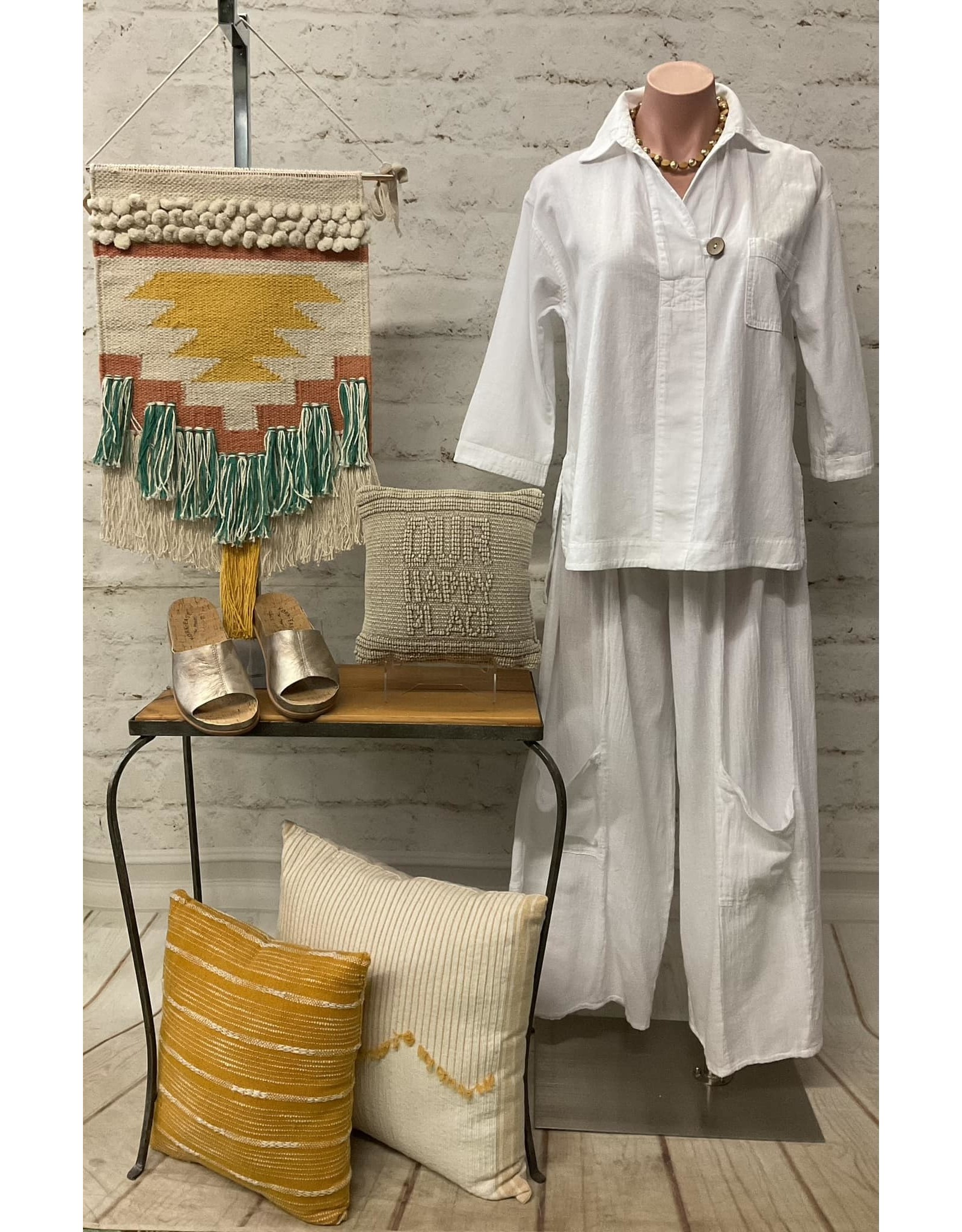 French Gauze Gaucho Pants White
