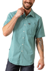 Kimes Ranch Kimes Ranch Chute Short Sleeve Mini Check Dress Shirt Teal