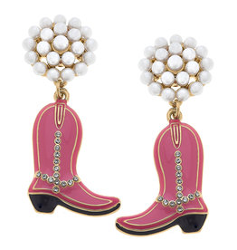 AP Style Cowboy Boot Earrings in Pink
