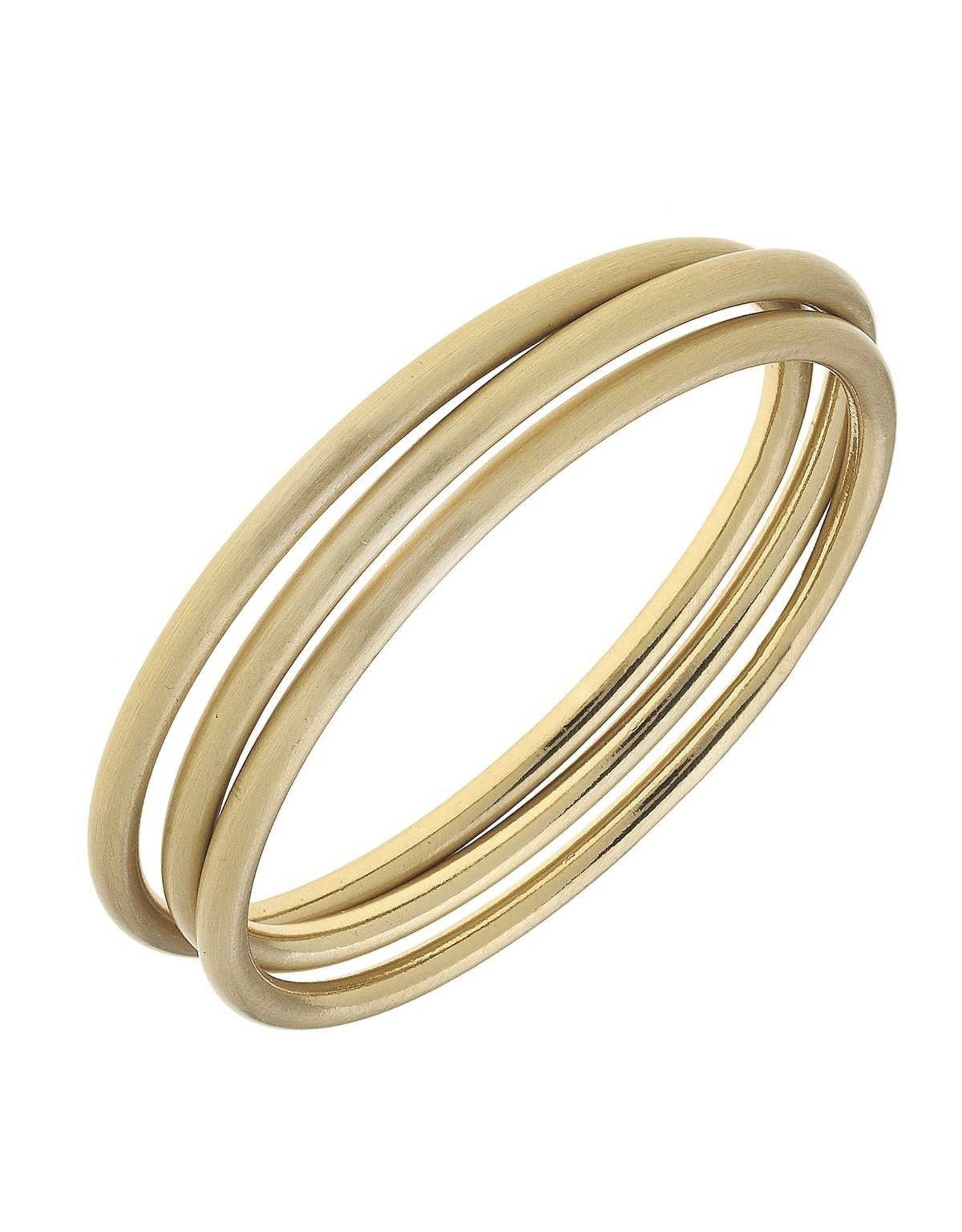 Isla Bangles in Satin Gold - Set of 3