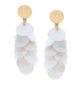 Naya Pearl Disc Cluster Statement Earrings in Mother of Pearl
