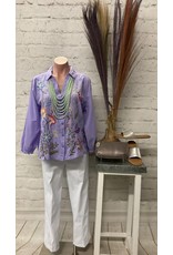 Johnny Was Johnny Was Nila Relaxed Smocked Shirt Violet Tulip
