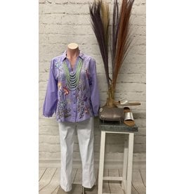 Johnny Was Johnny Was Nila Relaxed Smocked Shirt Violet Tulip
