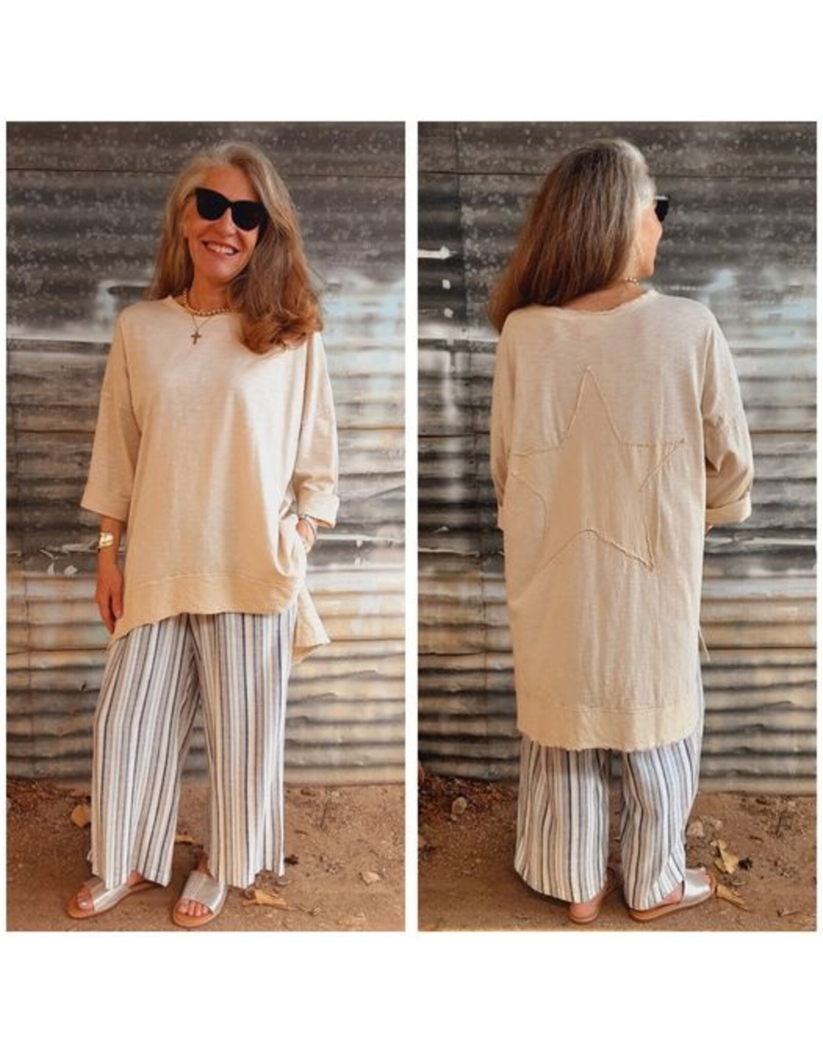Tribal Tribal Pull On Flowy Crop Pant