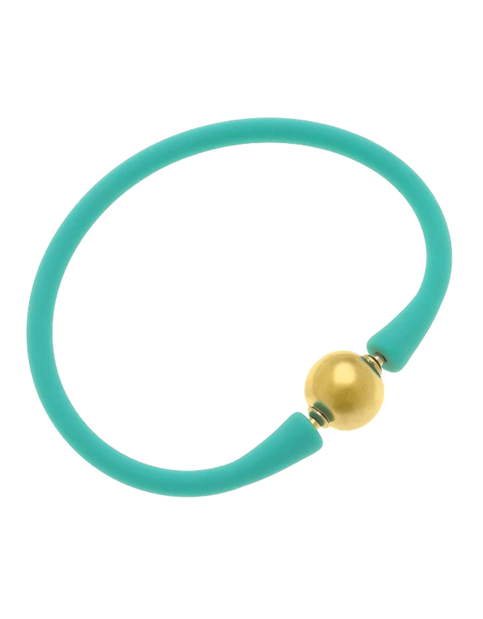 Bali 24K Gold Plated Ball Bead Silicone Bracelet Mint