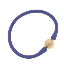 Bali 24K Gold Plated Ball Bead Silicone Bracelet Periwinkle