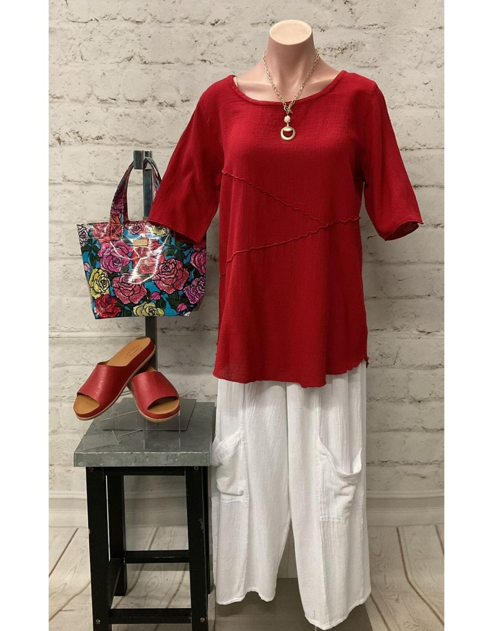 French Gauze Gaucho Pants White