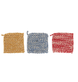 Melange Cotton Crocheted Pot Holder Primary Colors
