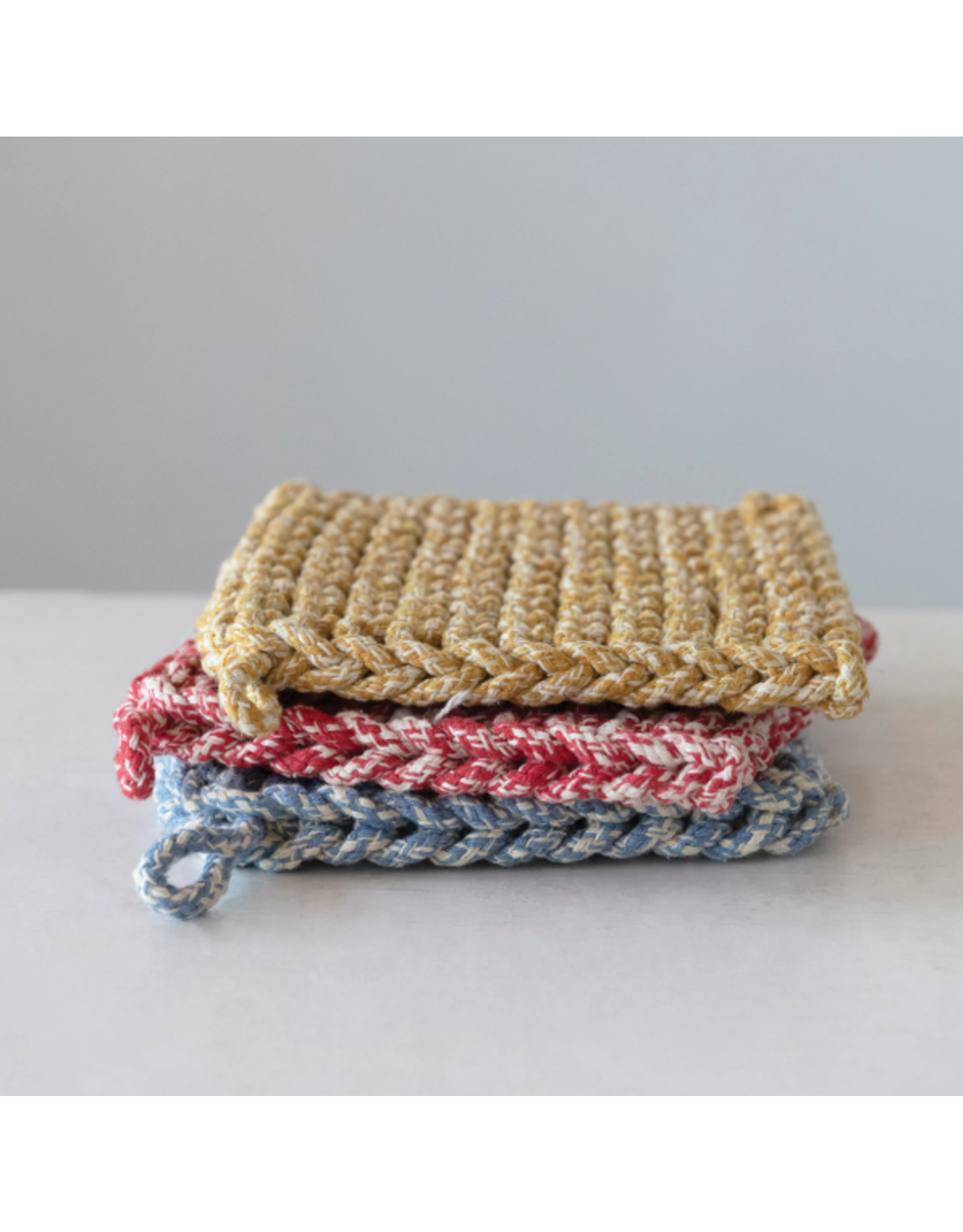 Melange Cotton Crocheted Pot Holder Primary Colors