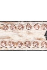 Dog Collar with Hair On, Flower Spots, Carving & TT Finish 12-14" Small