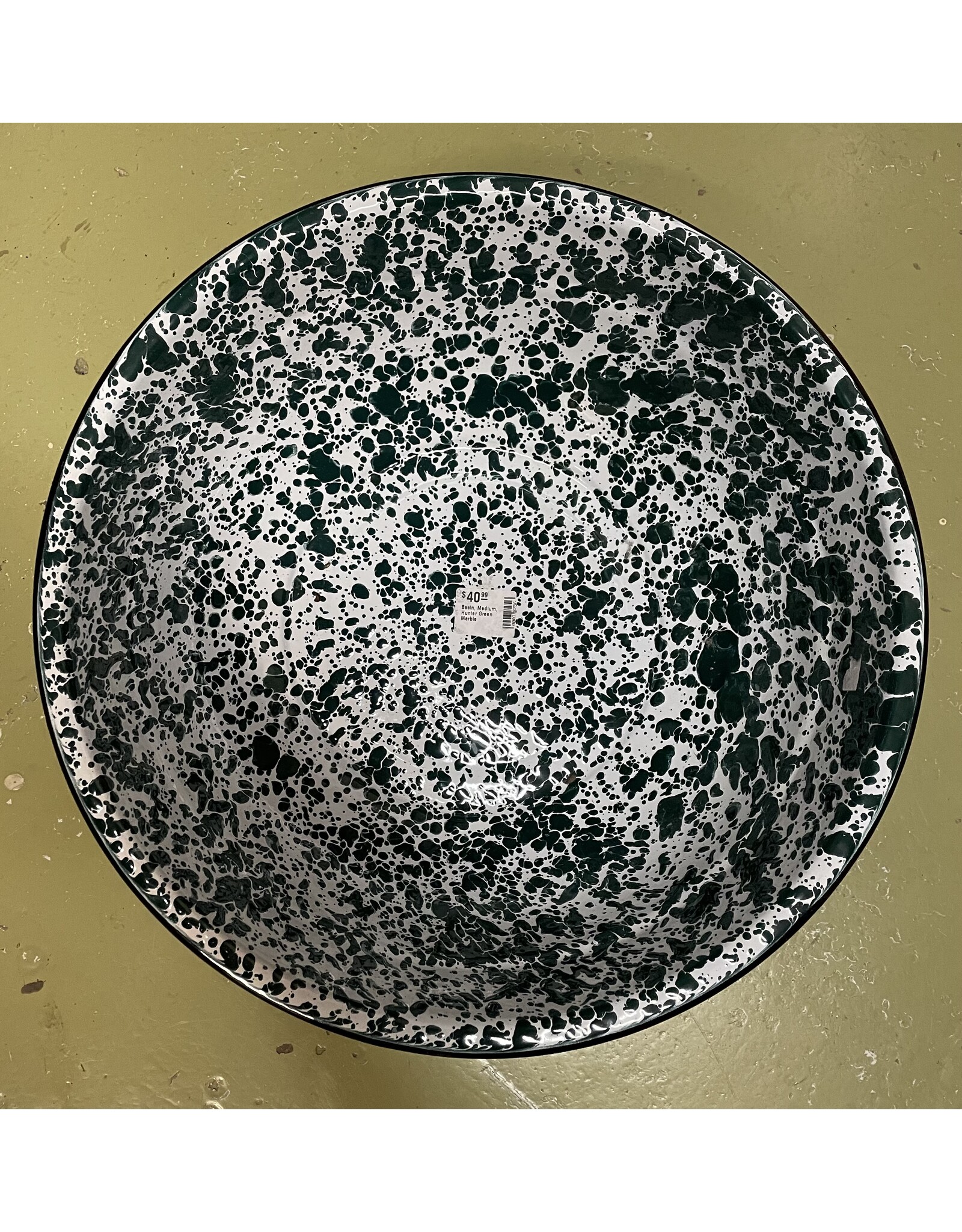 Enamelware Medium Basin Splatterware Hunter Green