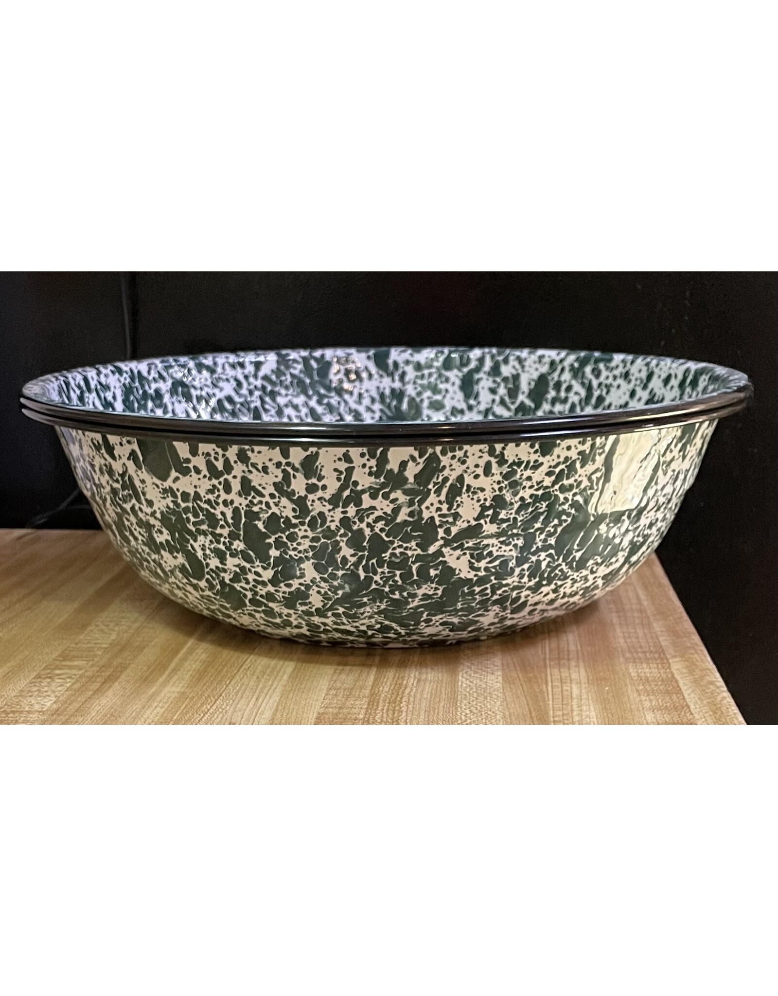 Enamelware Medium Basin Splatterware Hunter Green