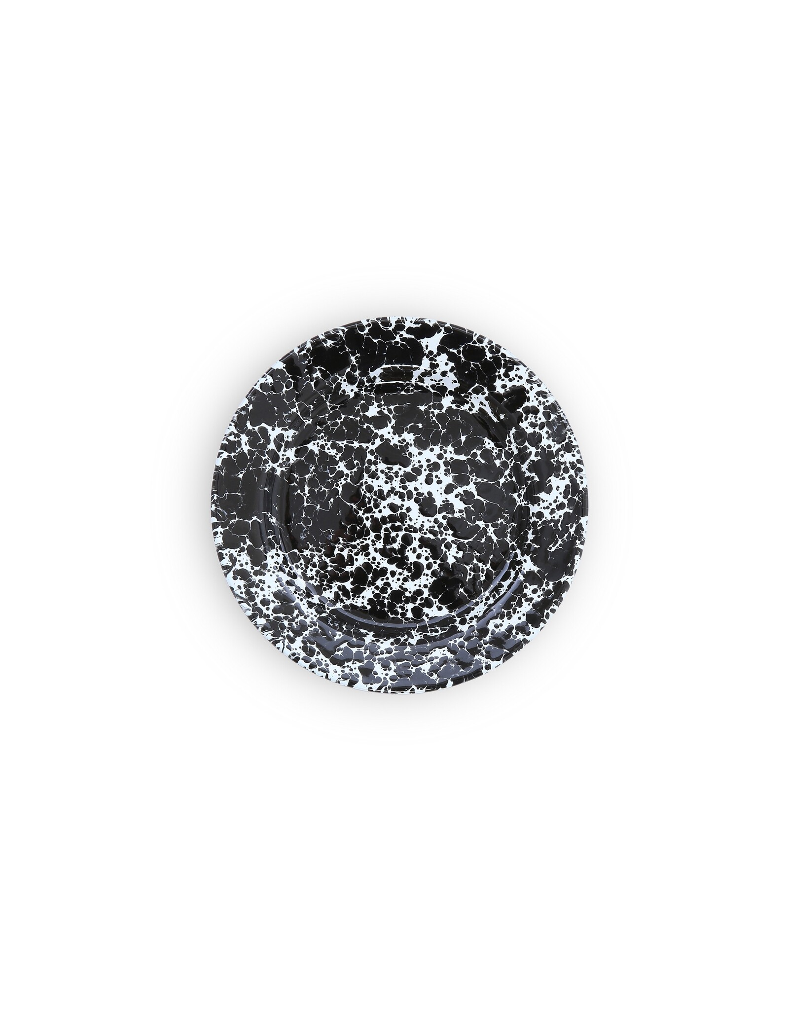 Enamelware 8"  Flat Salad Plate Splatterware Black