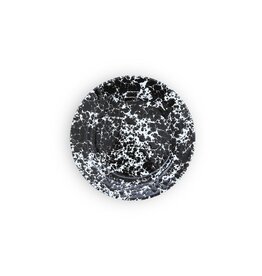 Enamelware 8"  Flat Salad Plate Splatterware Black