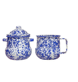 Enamelware 2-pc Creamer & Sugar Set Splatterware Blue