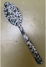 Enamelware Large Slotted Spoon Splatterware  Hunter Green