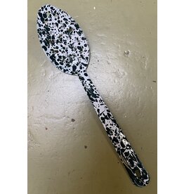 Enamelware Large Slotted Spoon Splatterware  Hunter Green