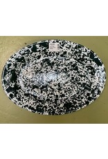 Enamelware Oval Plate Splatterware Hunter Green