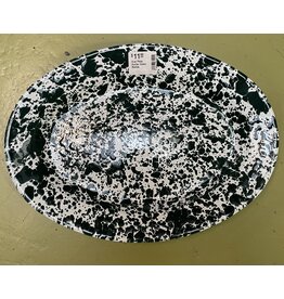 Enamelware Oval Plate Splatterware Hunter Green