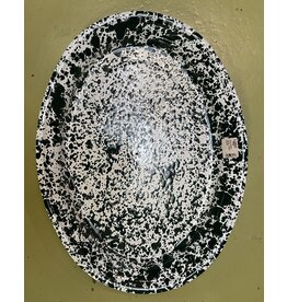 Enamelware Oval Platter Splatterware Hunter Green