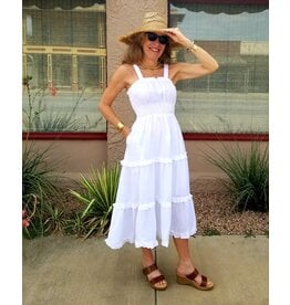 Caitlyn Elastic Strap Ruched Waist Tiered Sundress