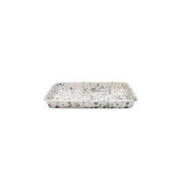 Enamelware Small Rectangle Tray Mint Hibiscus
