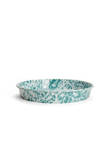 Enamelware Cocktail Tray/Deep Dish Pizza Pan Splatterware Turquoise