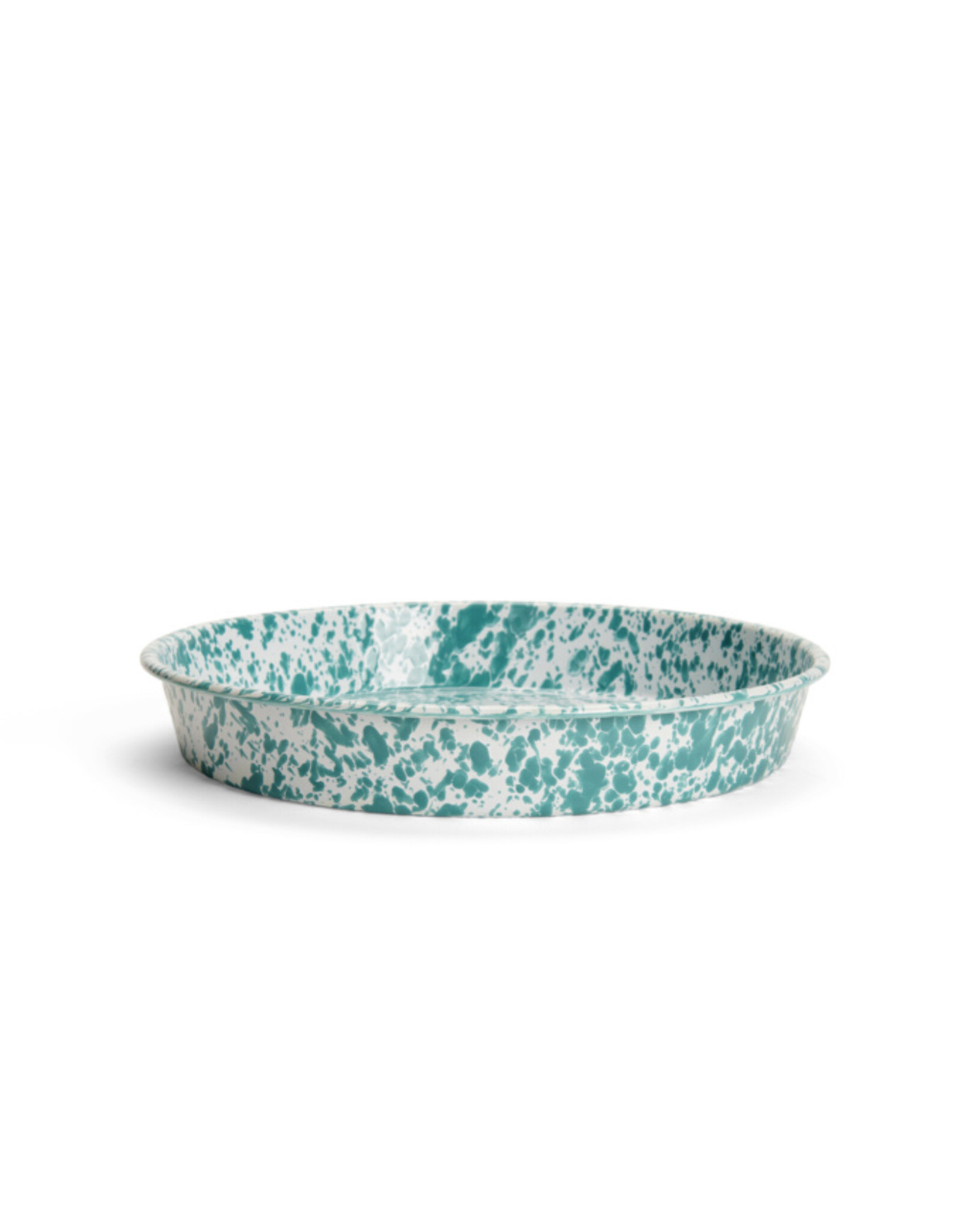 Enamelware Cocktail Tray/Deep Dish Pizza Pan Splatterware Turquoise