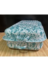 Enamelware Large Covered Rectangle Roaster Splatterware Turquoise