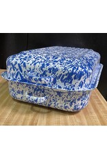 Enamelware  Large Covered Rectangle Roaster Splatterware Blue