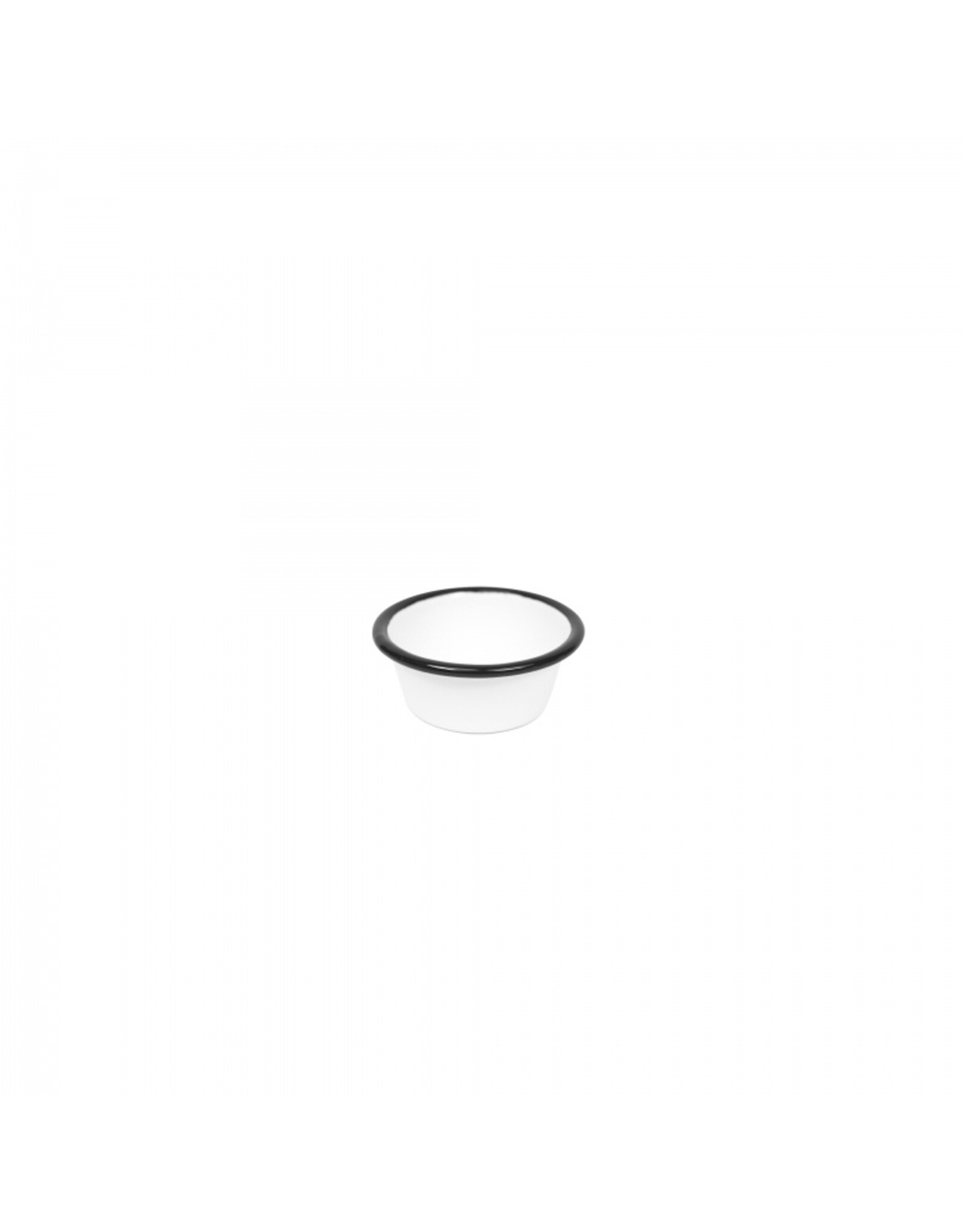 Enamelware Vintage Ramekin 2 oz White w Black Rim