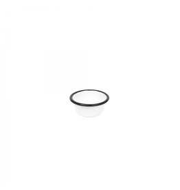 Enamelware Vintage Ramekin 2 oz White w Black Rim