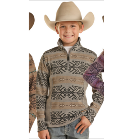 Powder River Outfitters Youth Aztec Printed Heather Henley
