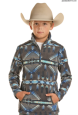 Powder River Outfitters Youth Aztec Printed Fleece Pullover Charcoal