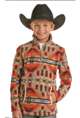 Powder River Outfitters Youth Aztec Printed Fleece Pullover Tan