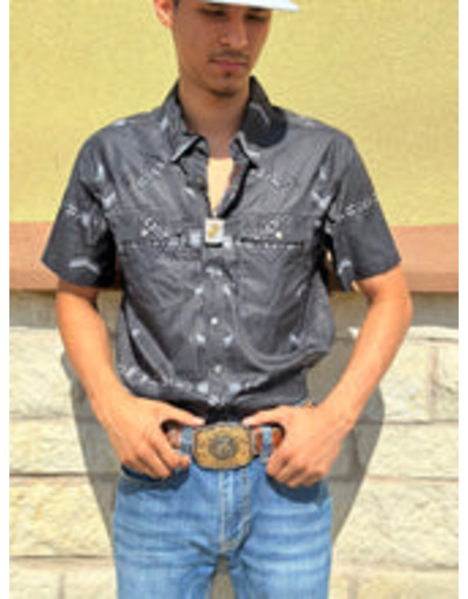 Rock & Roll Denim Rock & Roll Denim Short Sleeve Aztec Ripstop Snap Black