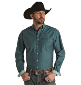 Panhandle Panhandle Rough Stock Long Sleeve Button Down Shirt Turquoise