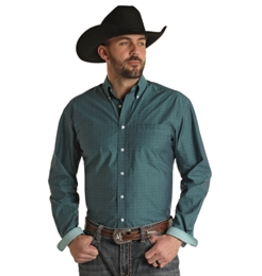 Panhandle Rough Stock Long Sleeve Button Down Shirt Turquoise
