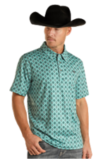 Panhandle Panhandle Performance Short Sleeve Medallion Snap Knit Turquoise