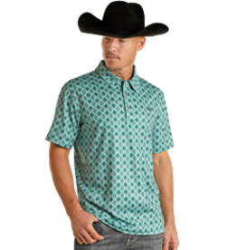 Panhandle Panhandle Performance Short Sleeve Medallion Snap Knit Turquoise