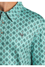 Panhandle Performance Short Sleeve Medallion Snap Knit Turquoise