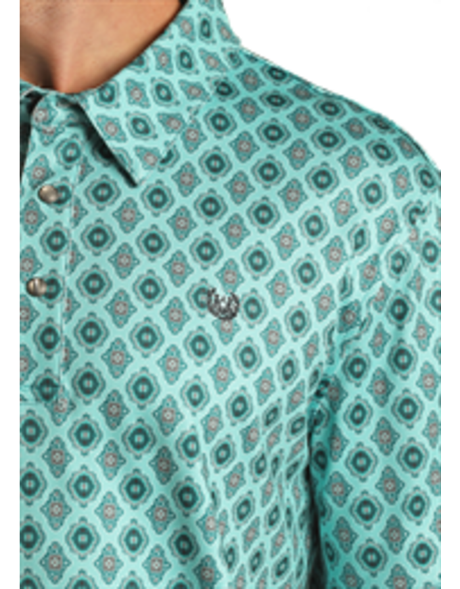 Panhandle Panhandle Performance Short Sleeve Medallion Snap Knit Turquoise