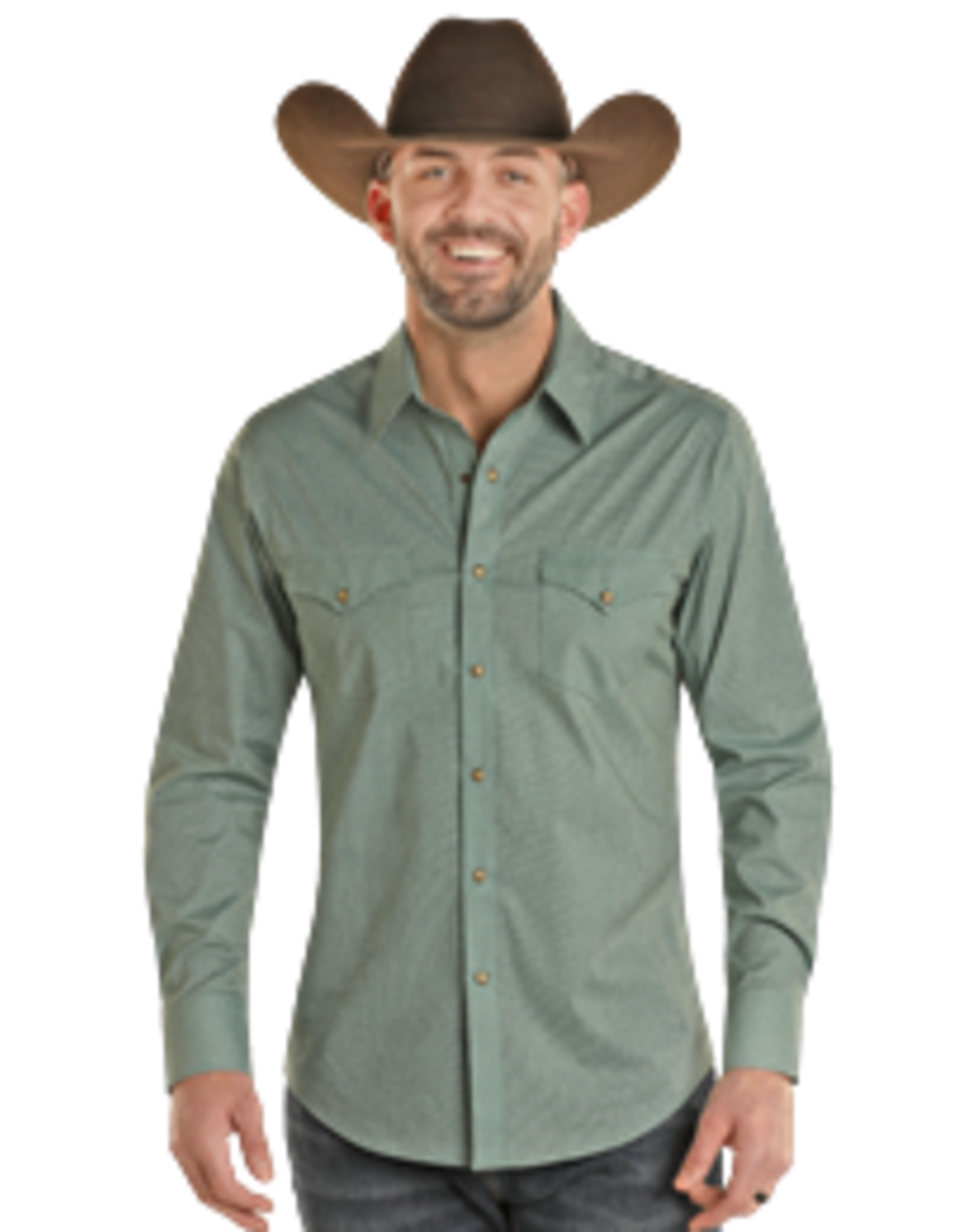 Rock & Roll Denim Rock & Roll Long Sleeve Geo Woven Snap Turquoise